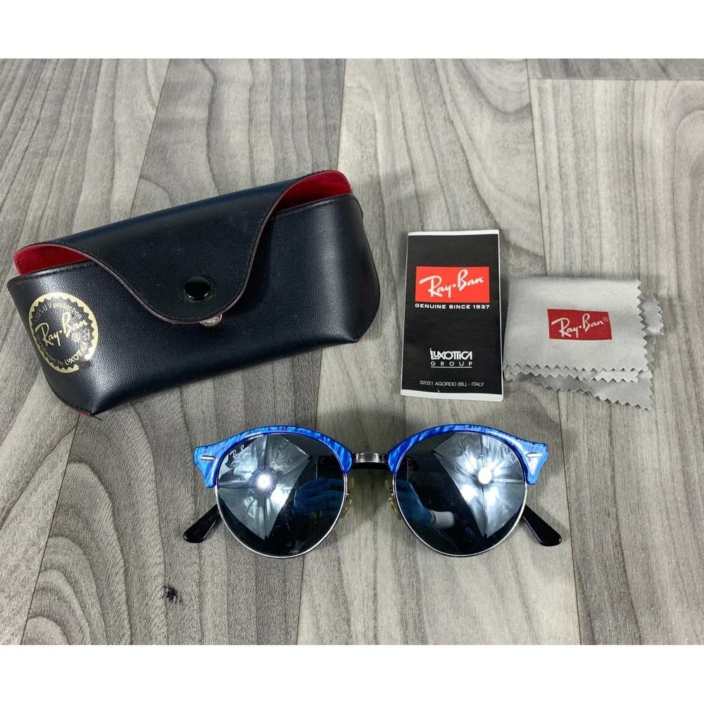 RAY BAN RB4246 984 ROUND UNIQUE WRINKLE BLUE FRAMED SUNGLASSES Excellent